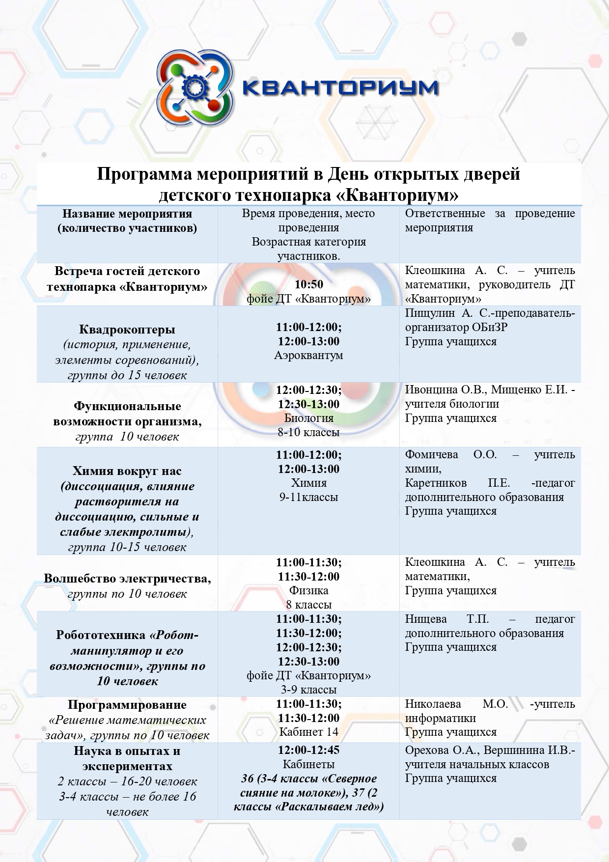 Приглашаем на День открытых дверей в Кванториум.